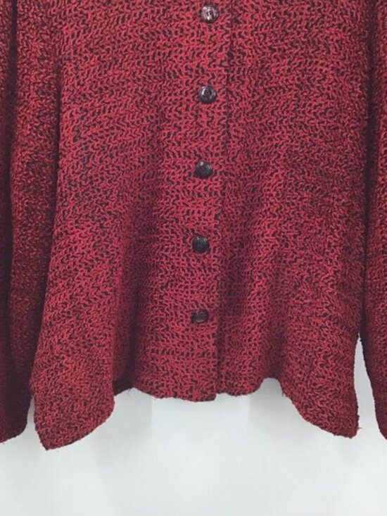 Vintage 1990s Red Chenille Blazer Women's 2X V-Neck Long Sleeve Made in the USA - Picture 3 of 9